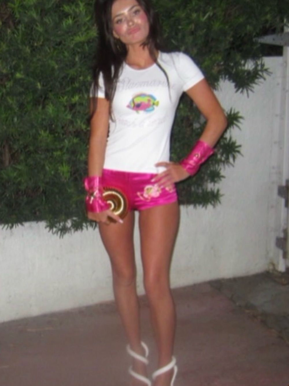 Hot pink hot shorts silk mutraial embroidered